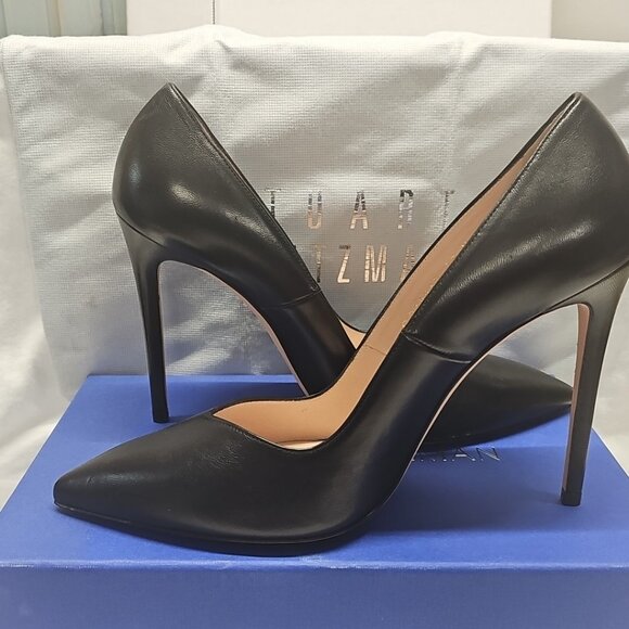 Stuart Weitzman ANNY 105 Black Dress Nappa Heels - Picture 2 of 13